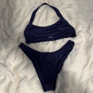 Frankie's Bikinis Deep Blue Halter Bikini Set